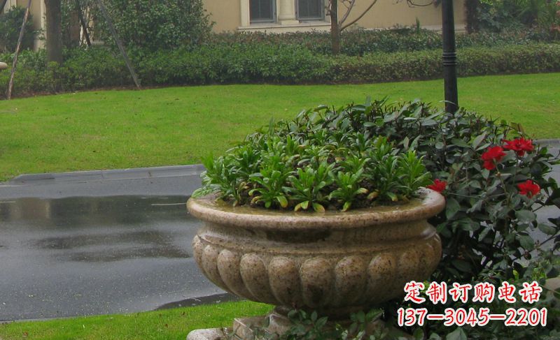 昆明别墅景观大理石花盆石雕 (4)