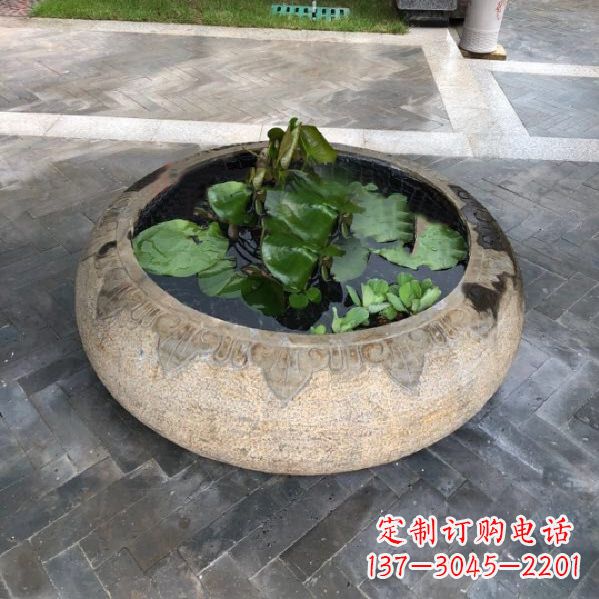 昆明别墅庭院仿古做旧石雕鱼缸