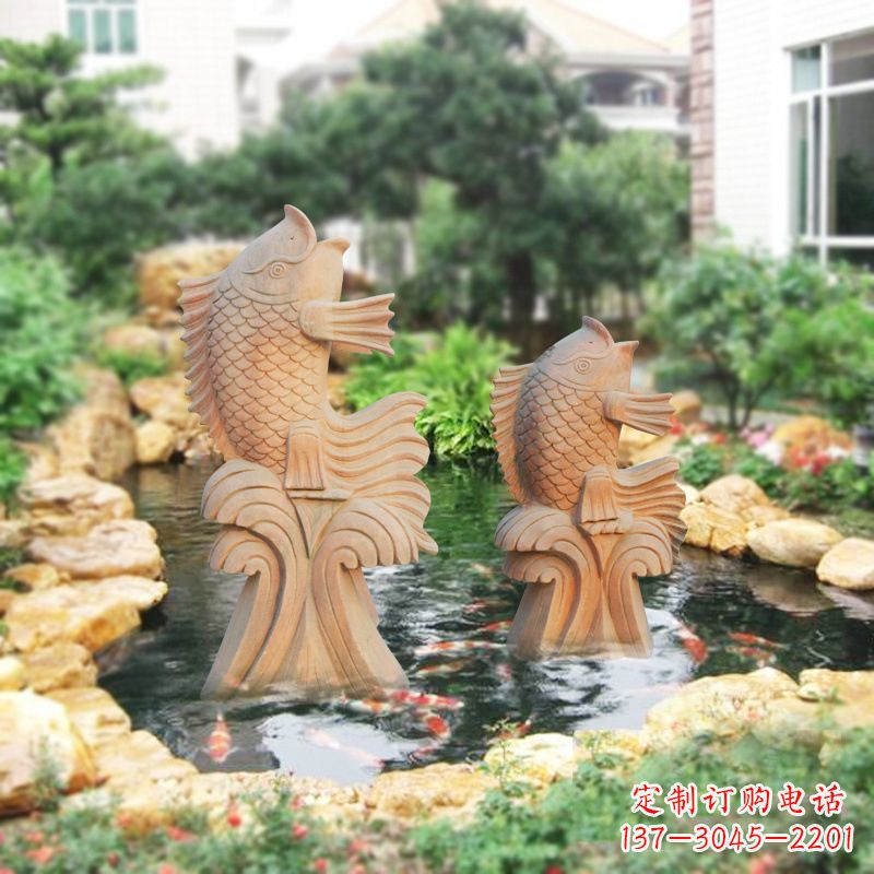 昆明别墅庭院吉祥招财石雕鱼喷泉雕塑