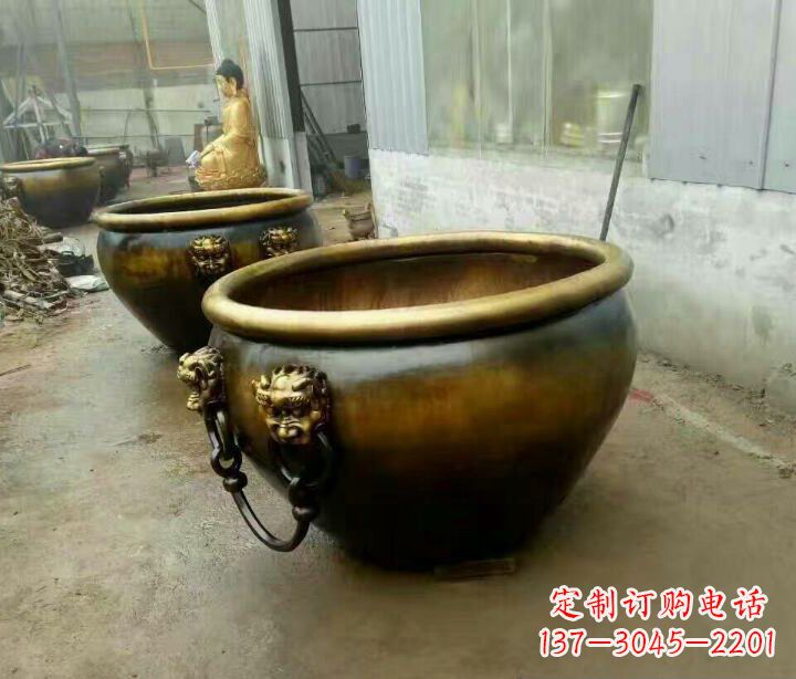 昆明精致的铜制家居摆件——水缸铜雕塑