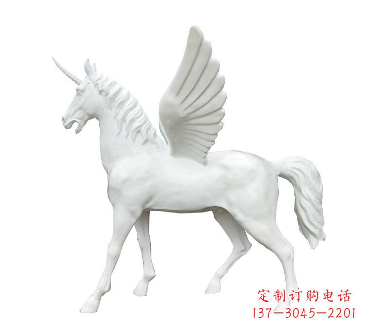 昆明玻璃钢白色飞马雕塑