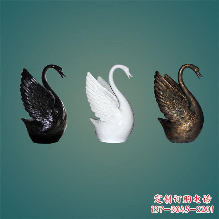 昆明玻璃钢制天鹅雕塑,点缀水景水池