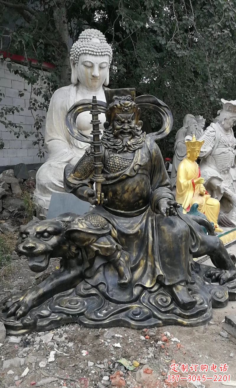 昆明玻璃钢仿铜赵公明雕塑