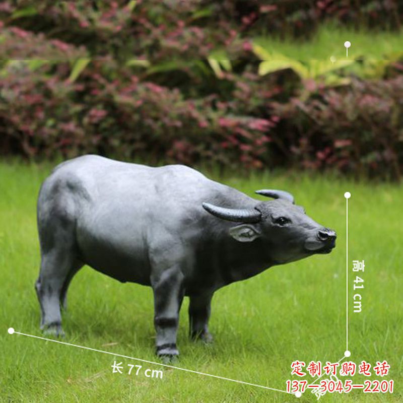 昆明玻璃钢仿真水牛-公园草坪动物雕塑摆件