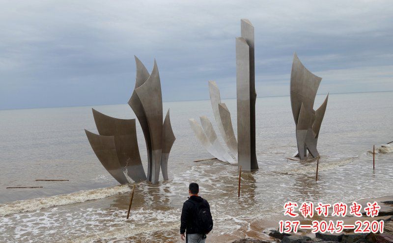 昆明不锈钢抽象船帆海边景观雕塑