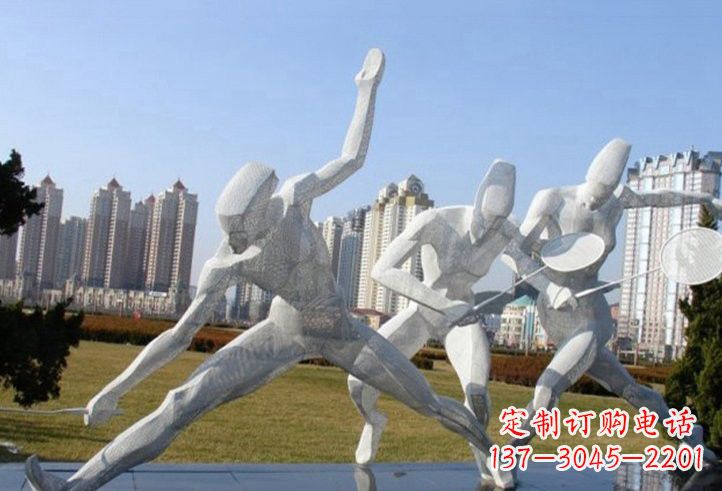 昆明不锈钢抽象打羽毛球人物雕塑