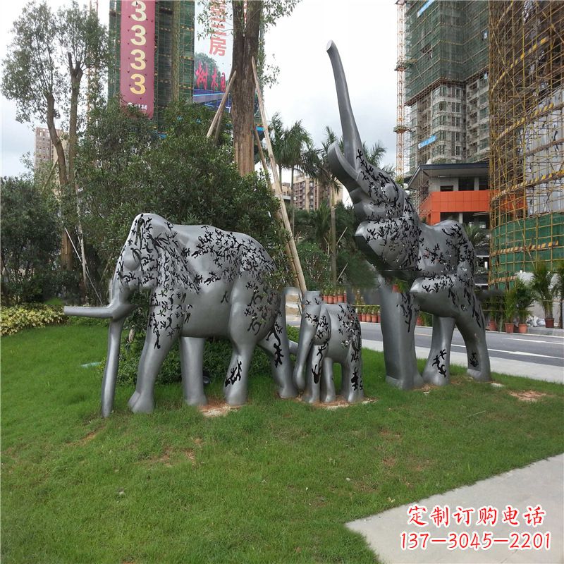 昆明不锈钢大象雕塑小区园林的精美装饰