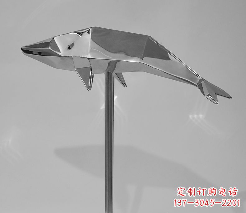 昆明不锈钢抽象几何海豚雕塑