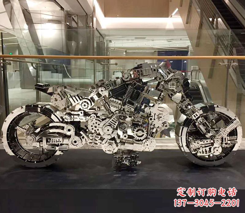 昆明不锈钢抽象摩托车雕塑