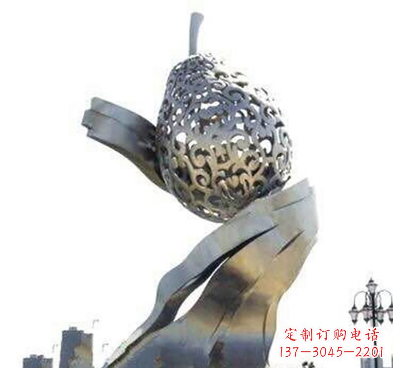 昆明不锈钢梨雕塑艺术结合精美外形