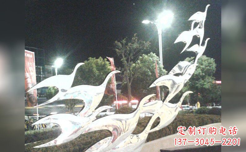昆明不锈钢大雁雕塑——灿烂的翱翔