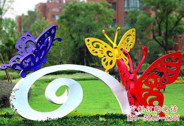 昆明彩色蝴蝶雕塑,点亮不锈钢公园