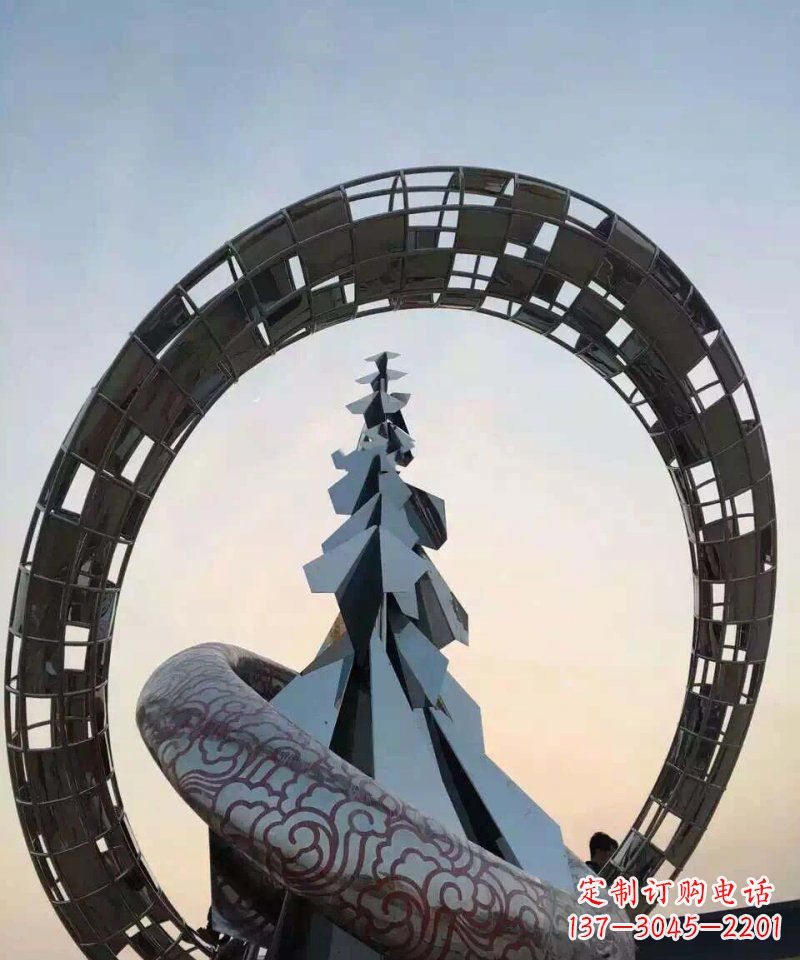 昆明不锈钢松树祥云雕塑