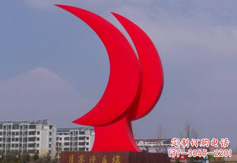 昆明不锈钢广场抽象月亮雕塑