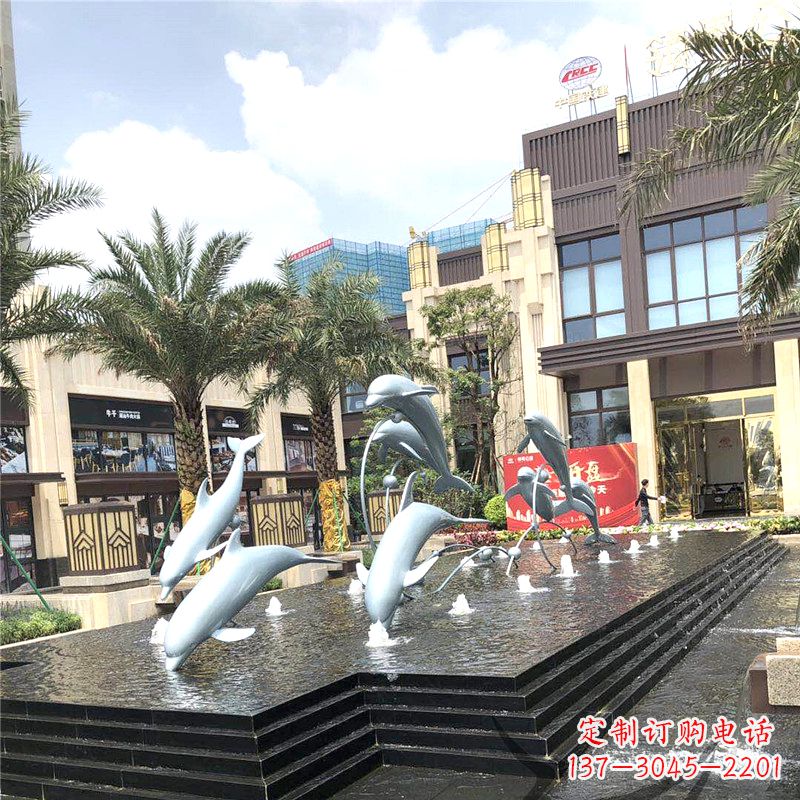 昆明精美海豚喷泉,点缀城市企业街道