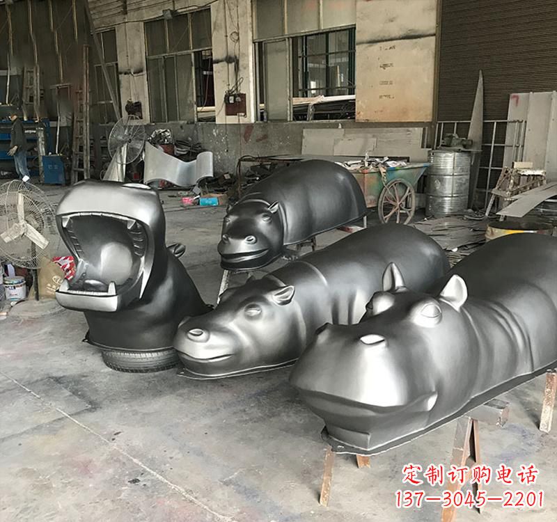 昆明不锈钢河马雕塑22