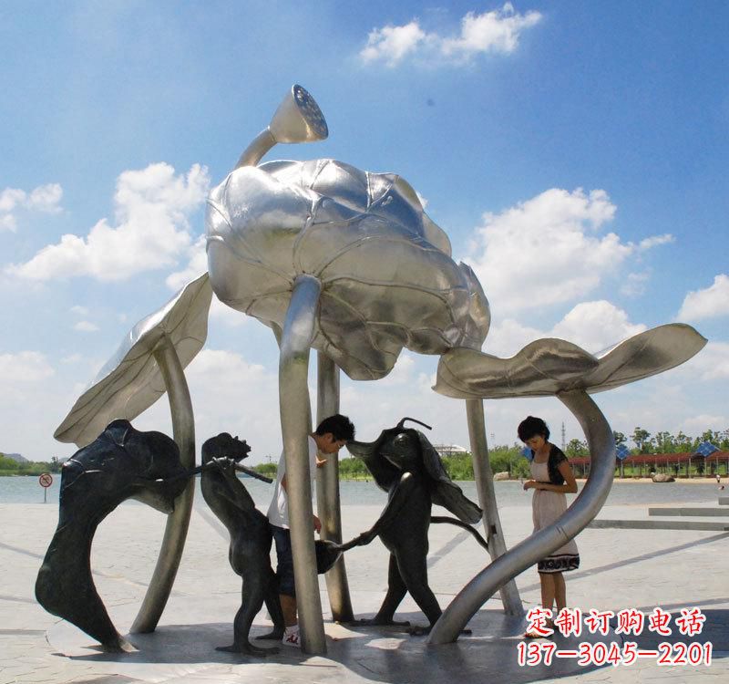 昆明不锈钢荷花广场雕塑