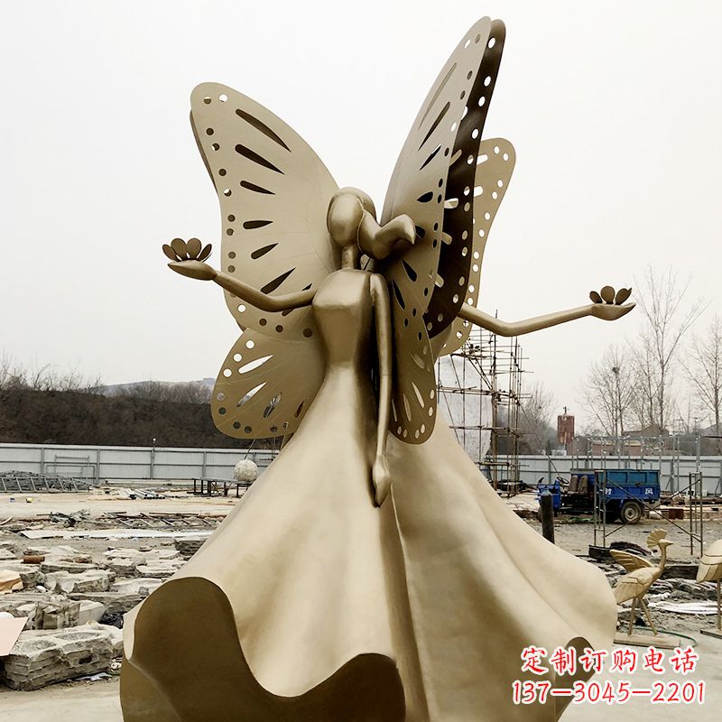 昆明不锈钢蝴蝶少女雕塑