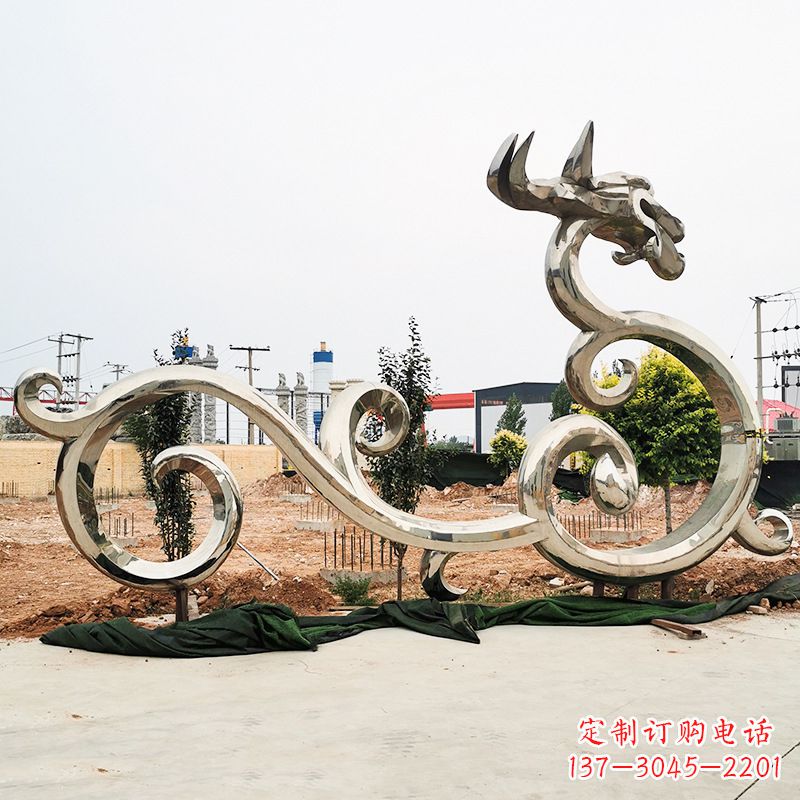 昆明不锈钢花边龙形雕塑传承中华文化精髓