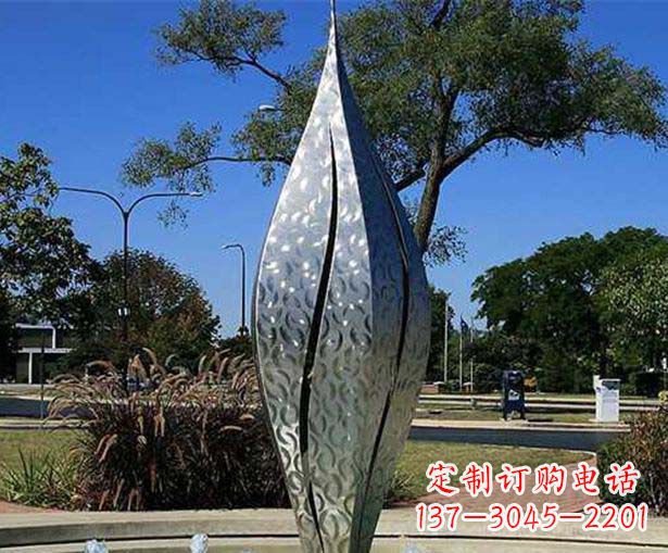 昆明不锈钢花骨朵喷泉雕塑精致细节展现精美艺术