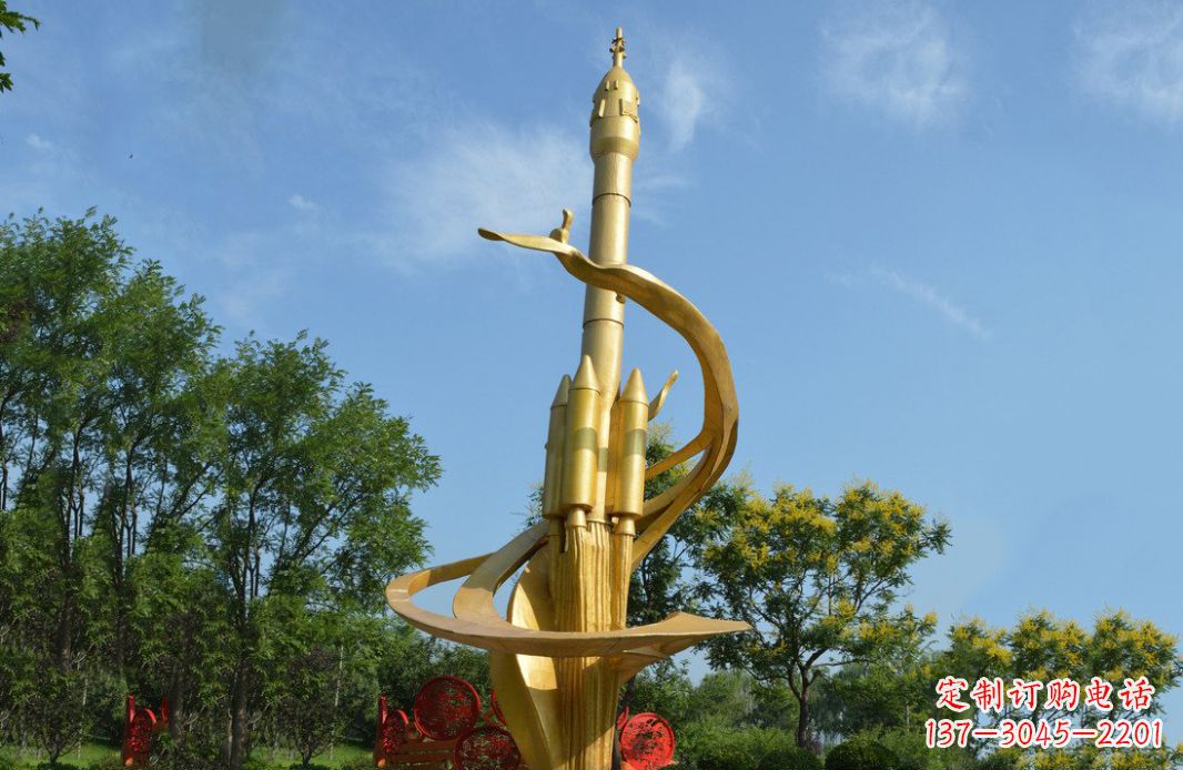 昆明火箭飞向蓝天不锈钢火箭广场景观雕塑