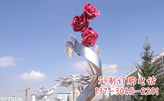 昆明不锈钢玫瑰花雕塑222