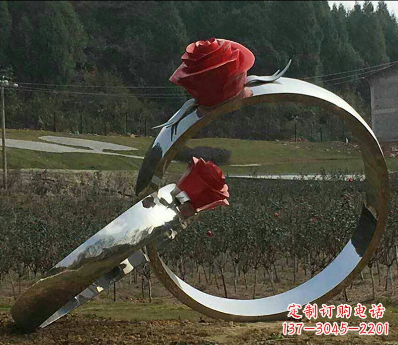 昆明不锈钢玫瑰雕塑精美的艺术珍品