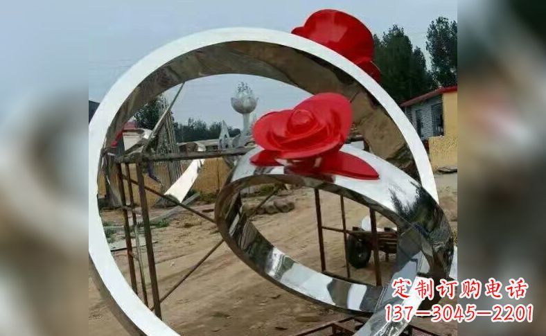 昆明不锈钢玫瑰花戒指雕塑