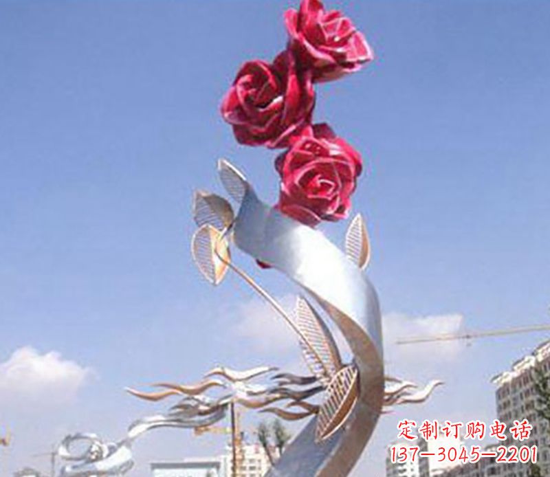 昆明不锈钢玫瑰雕塑精美的艺术品