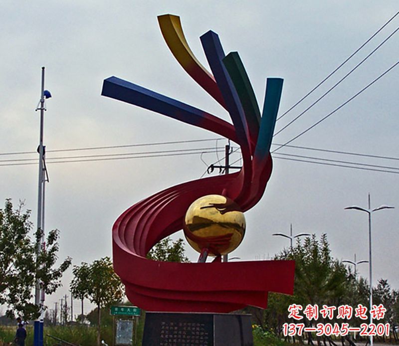 昆明不锈钢飘带雕塑艺术与自然的完美结合