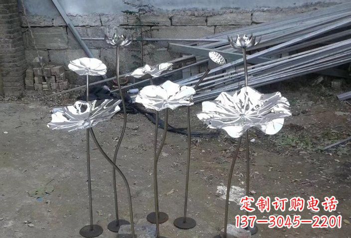 昆明不锈钢园林荷花荷叶雕塑