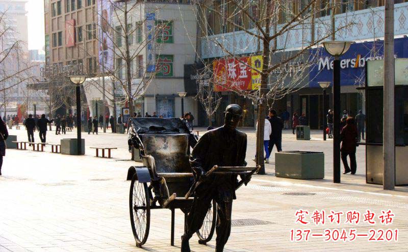 昆明黄包车雕塑弘扬步行街人物景观