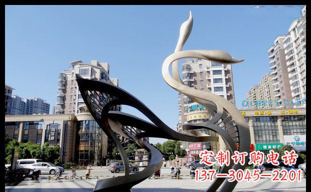 昆明城市凝聚的美丽不锈钢天鹅雕塑