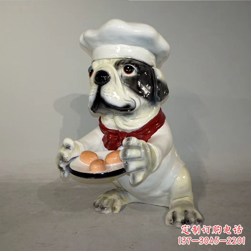 昆明玻璃钢仿陶瓷狗雕塑——以斗牛犬为原型