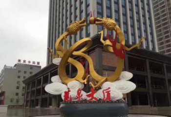 昆明精美的双龙戏珠不锈钢雕塑