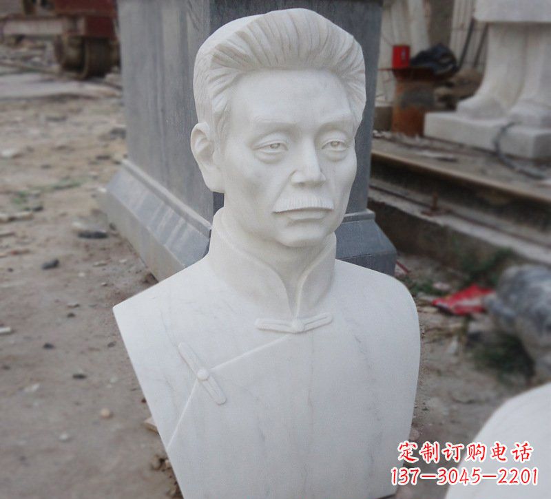 昆明大理石近代名人鲁迅头像雕塑
