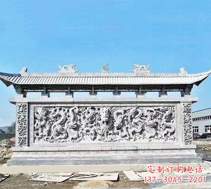 昆明精美大理石九龙壁雕塑