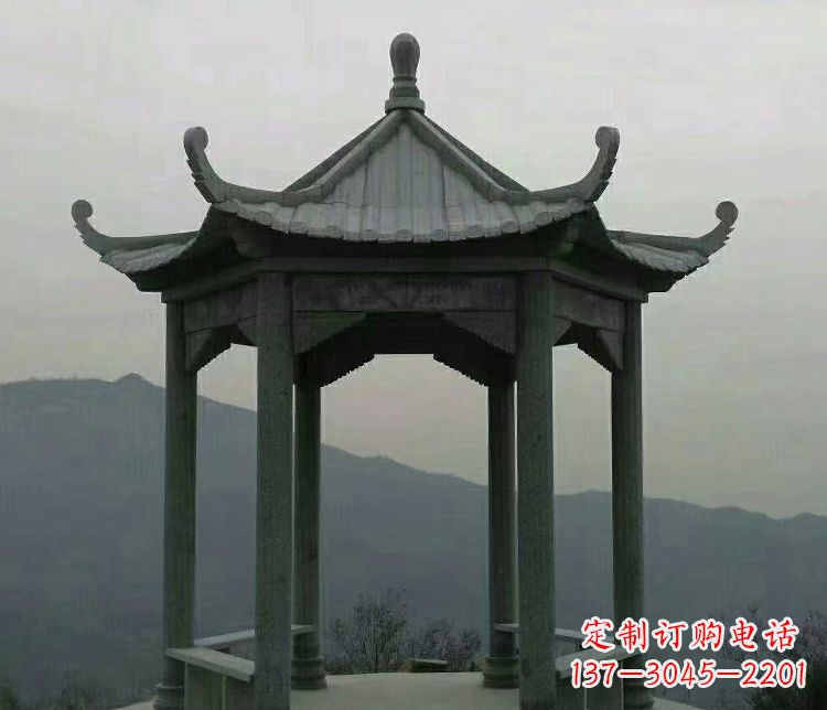 昆明考究工艺,奢华大理石六角凉亭雕塑