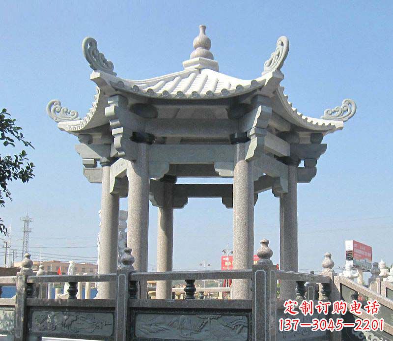昆明大理石六角凉亭石雕,为您的家园带来浪漫情怀