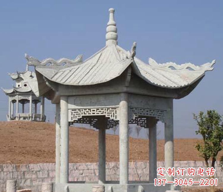 昆明精美大理石六角凉亭石雕