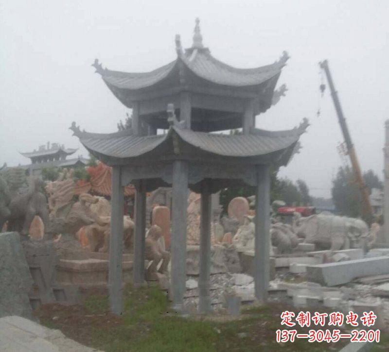 昆明大理石六角凉亭石雕,精美绝伦