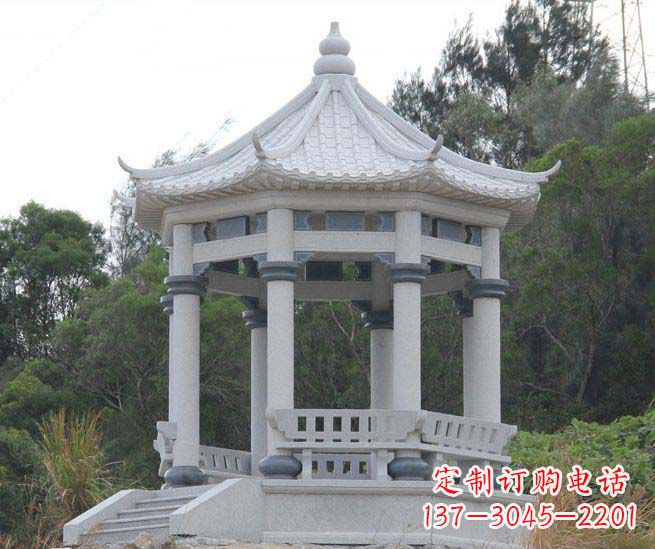 昆明大理石六角石雕凉亭营造舒适环境的完美体现