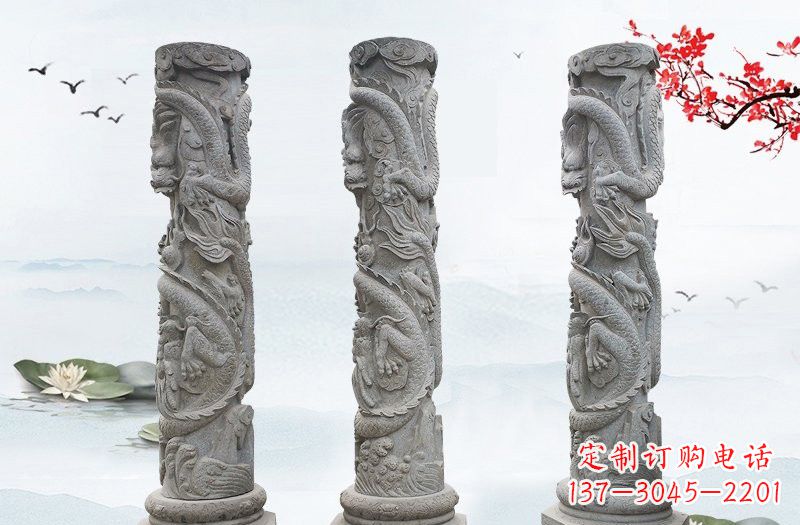 昆明精美大理石龙柱雕塑