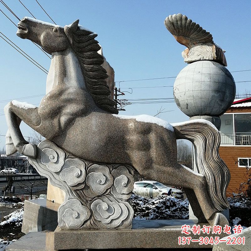昆明大理石马踏祥云雕塑