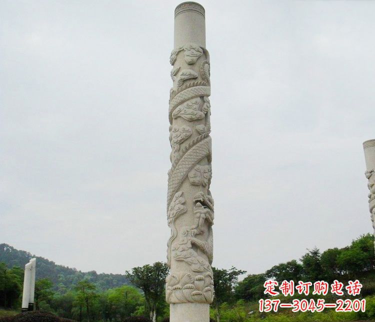 昆明大理石盘龙柱广场文化柱石雕