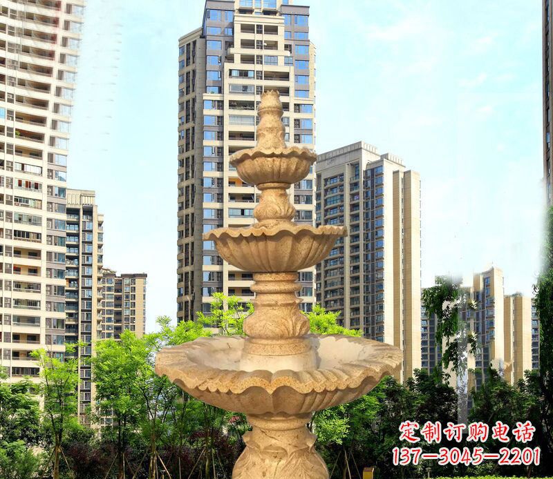昆明大理石三层喷泉公园石雕 (2)