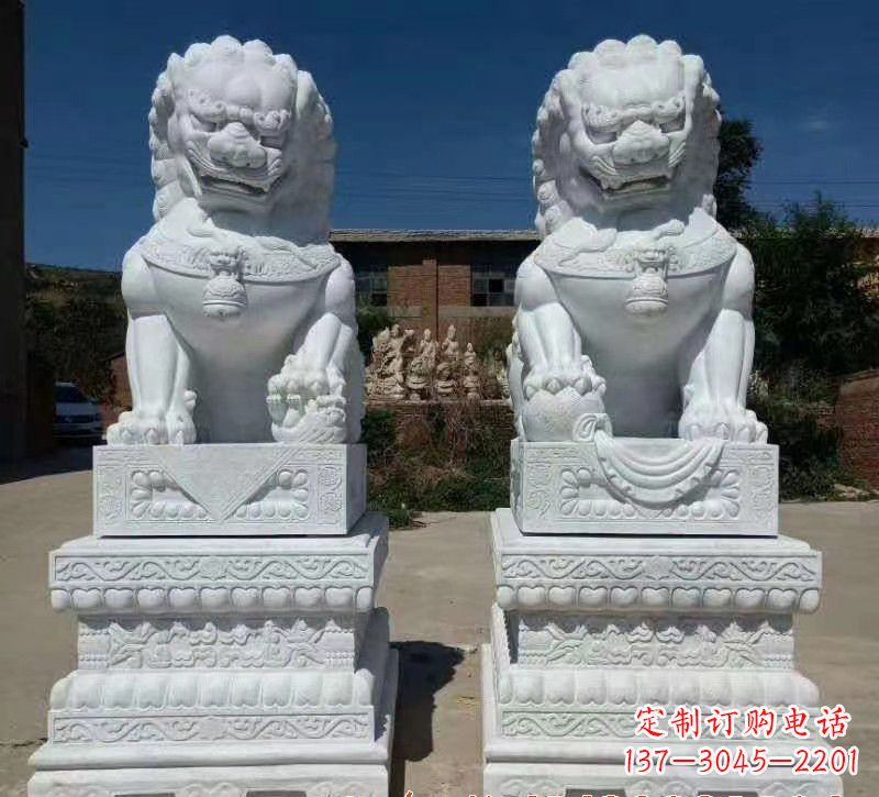 昆明大理石狮子石雕,雕塑定制精美狮子