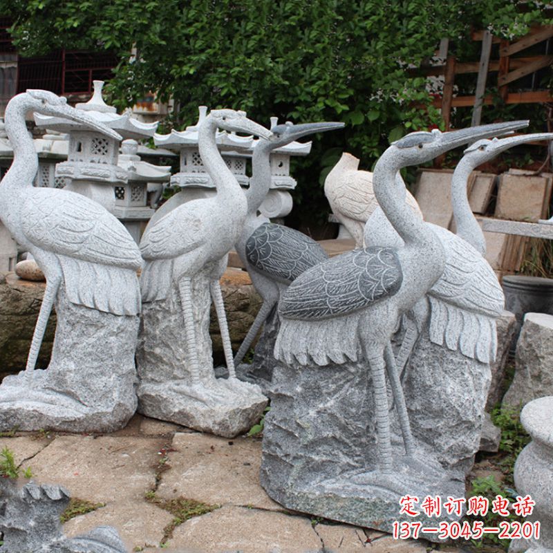 昆明精美大理石仙鹤雕塑