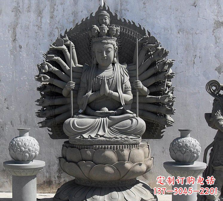 昆明宗教庙宇千手观音大理石雕塑