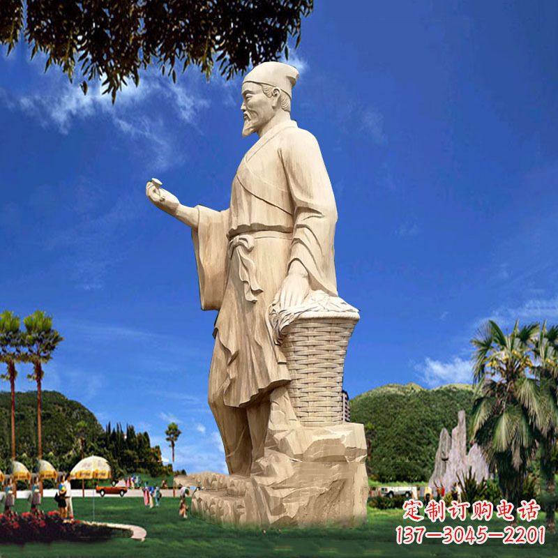 昆明大型药圣李时珍石雕塑像-景区园林古代人物雕像
